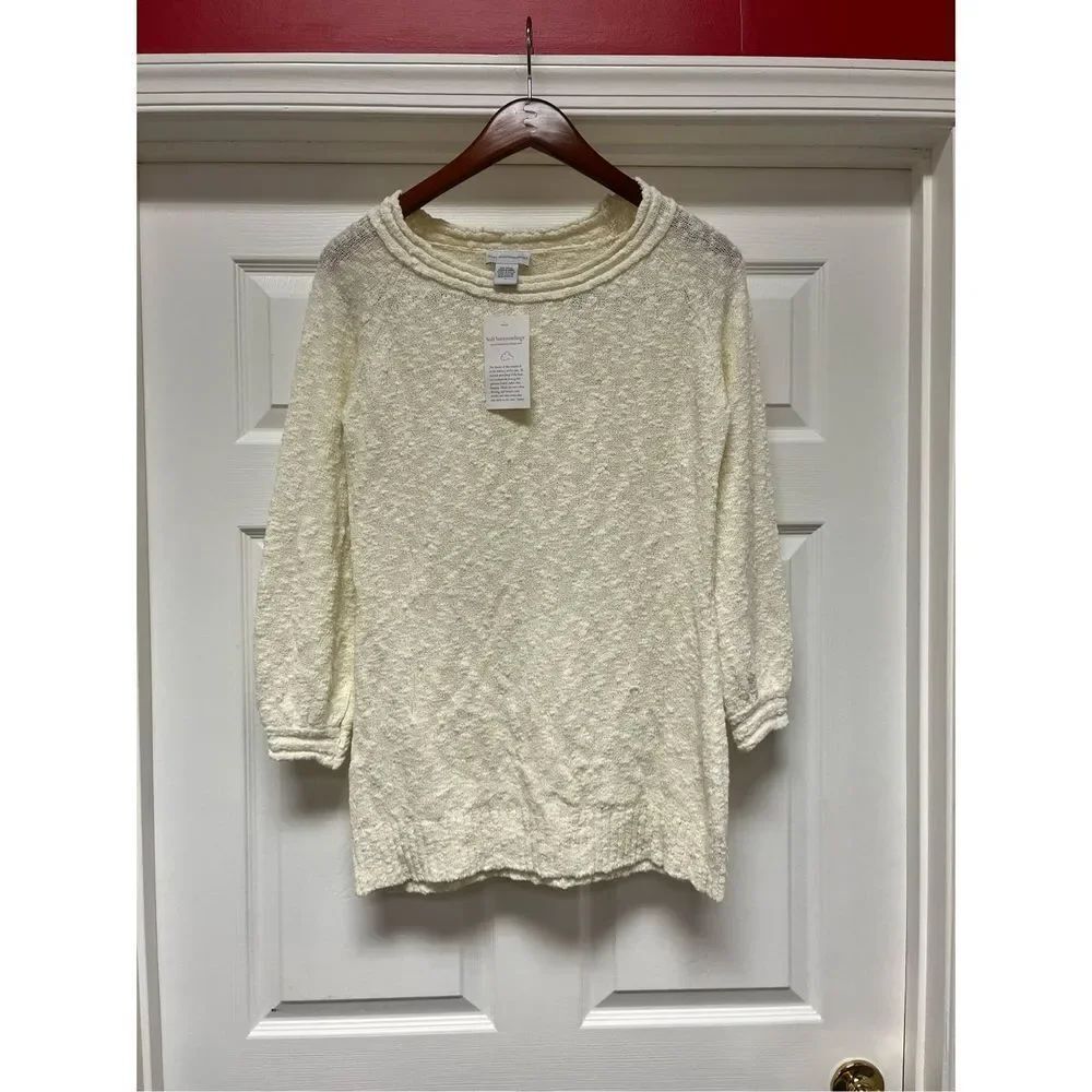Soft Surroundings Cream Puff Knit Wide Neck Sweater sz S NWT